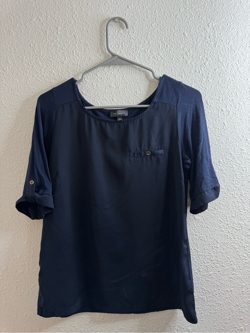 The Limited Navy Short Sleeve Pocket Top
